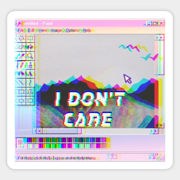 I don't care vaporwave Sticker by GroovyArt